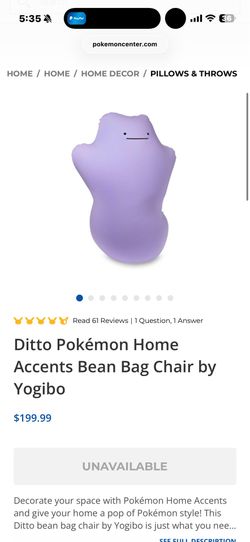 Used Pokemon Center Ditto Bean Bag