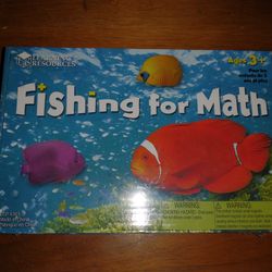 Fishing for math by learning resources ages 3+
Brand new sealed
4 double sided cards
15 magnetic fish cards
Magnetic fishing pole
Activity guide