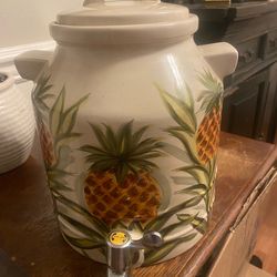 Ceramic Hand-Painted (Dario Farrucci) Drink Dispenser w/ Matching Ceramic Lid
