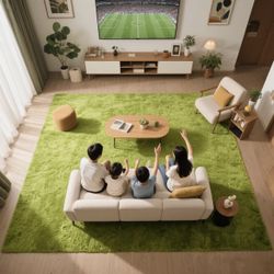 5x7 Fluffy Green Fuzzy Shaggy rug