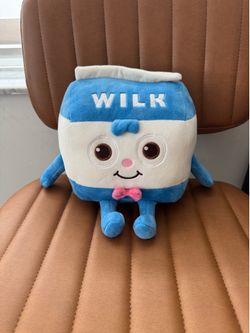WILK Milk Carton Plush Stuffed Toy, Blue & White, Small 6-14 in (2024)