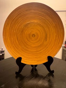 Large Spun Bamboo Decorative Platter