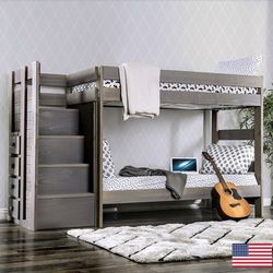 American-made solid wood twin twin bunk bed brand new in box