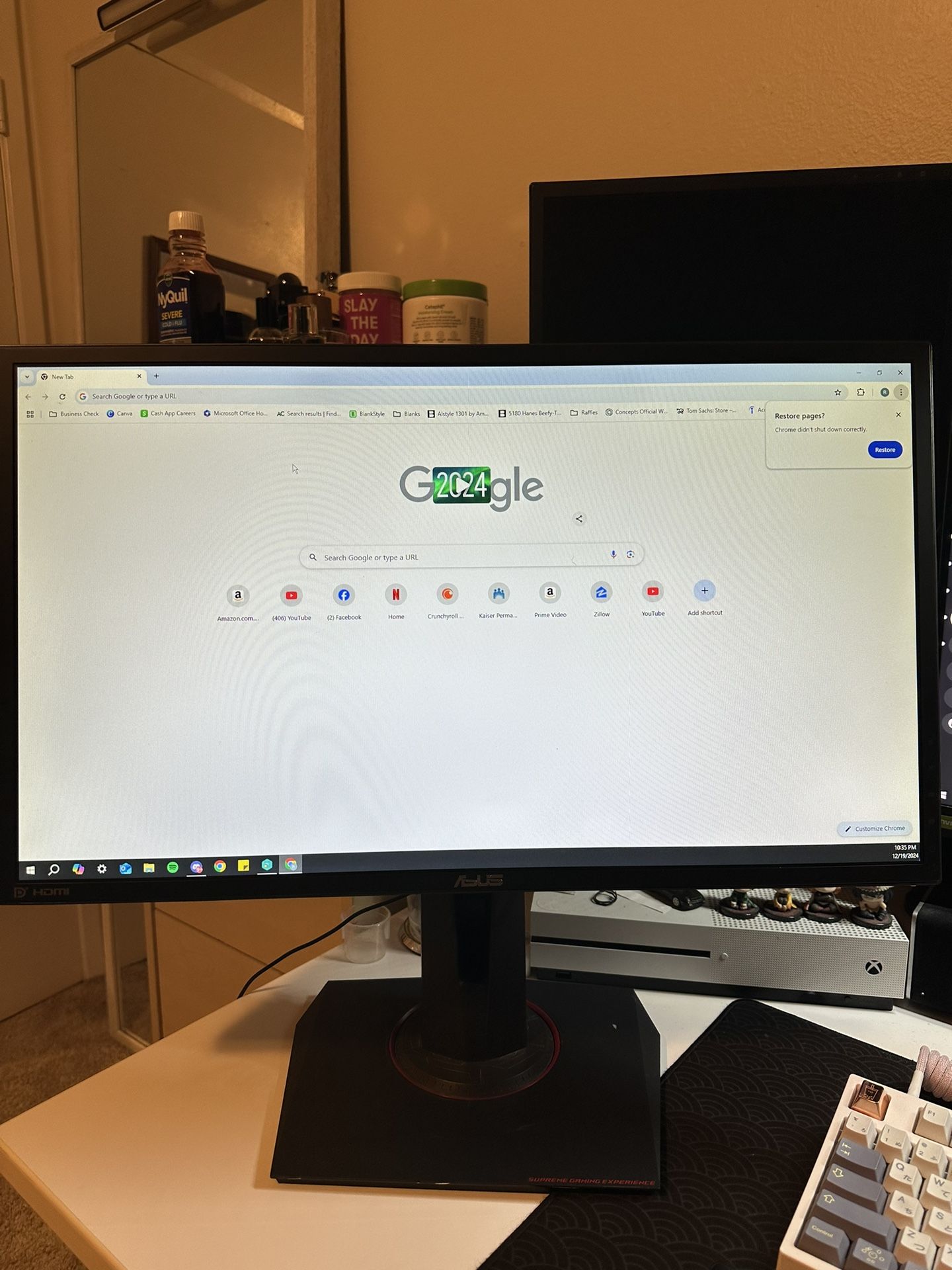 ASUS MG248Q 144hz 24” Gaming Monitor with wall mount