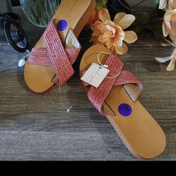 Mila Paoli Italian Sandals Red Tan US 8.5 / EU 39 MADE IN ITALY
