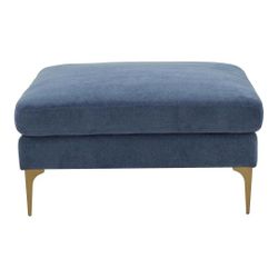 Blue Velvet Ottoman