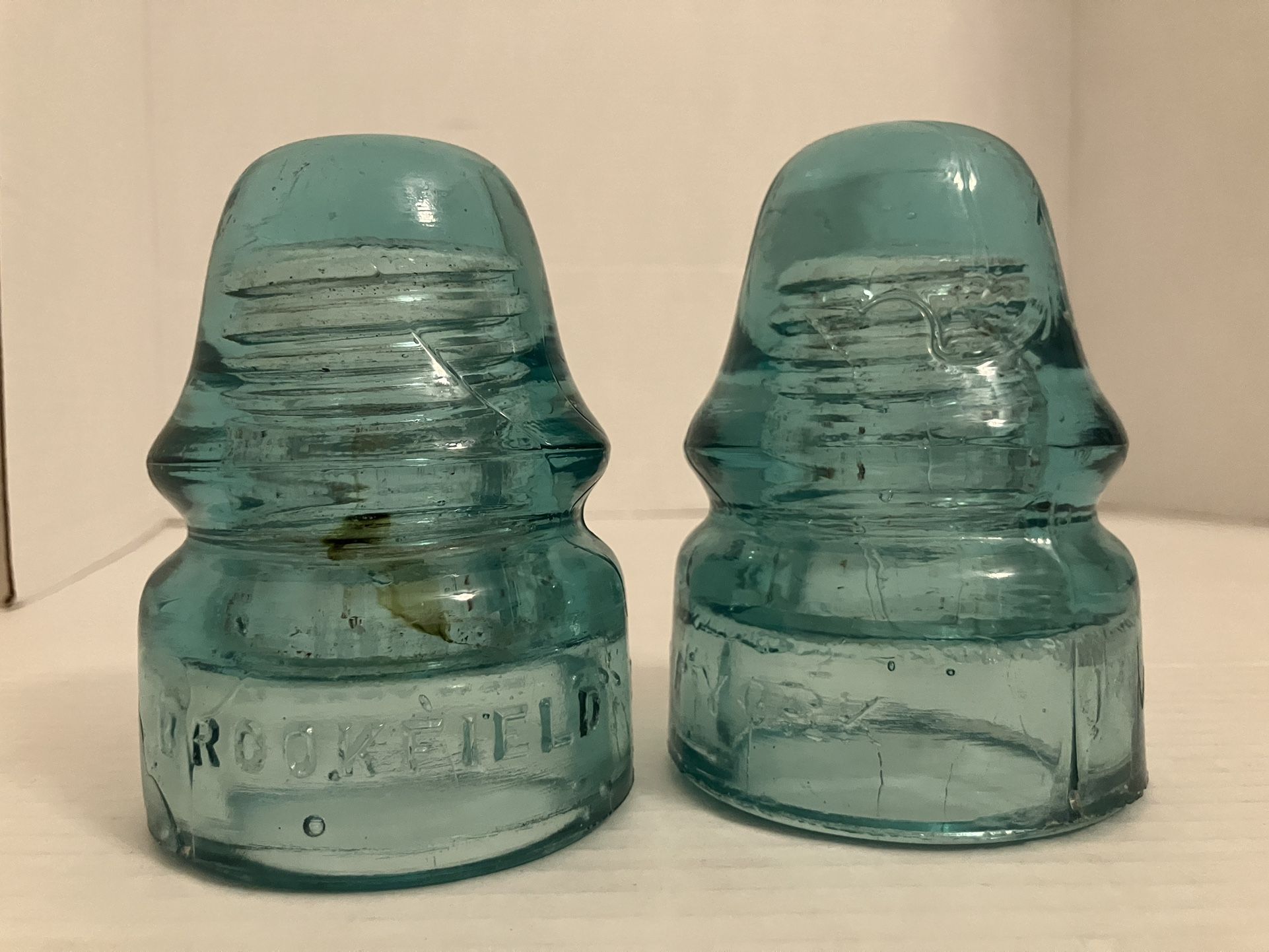 Vintage Antique aqua Glass Insulator Brookfield NY