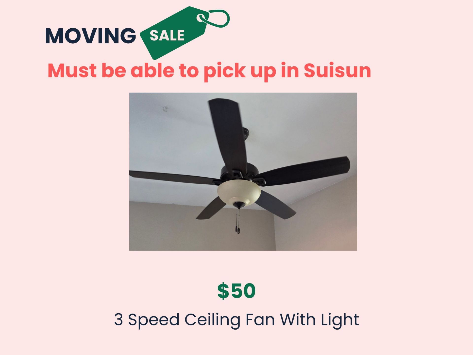 3 Speed Ceiling Fan With Light