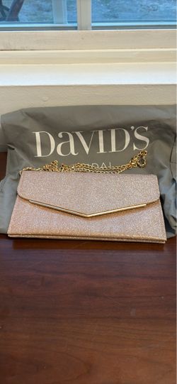 David's Bridal Rose Gold Glitter Clutch