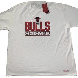 Chicago Bulls Mitchell & Ness White T Shirt Mens 2XL New $40 MSRP World Cup