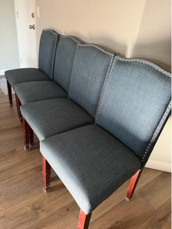 Blue dining table chairs