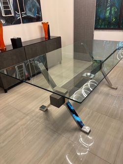 Modern Glass Dining Table with Chrome Base