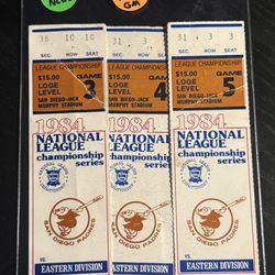 1984 NLCS Tickets - All 3 Home Game Ticket Stubs