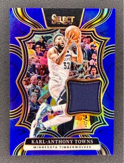 2024-25 Panini Select Prizm Game Worn Patch Karl-Anthony Towns #TM-KAT Blue  /75