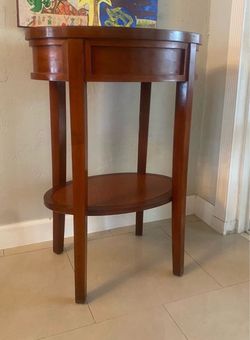 Tall Wood Oval 2-Tier Accent Table