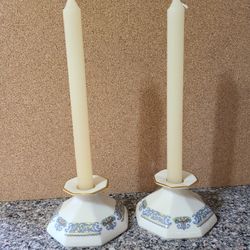 TWO LENOX AUTUMN OCTAGONAL CANDLESTICK HOLDERS