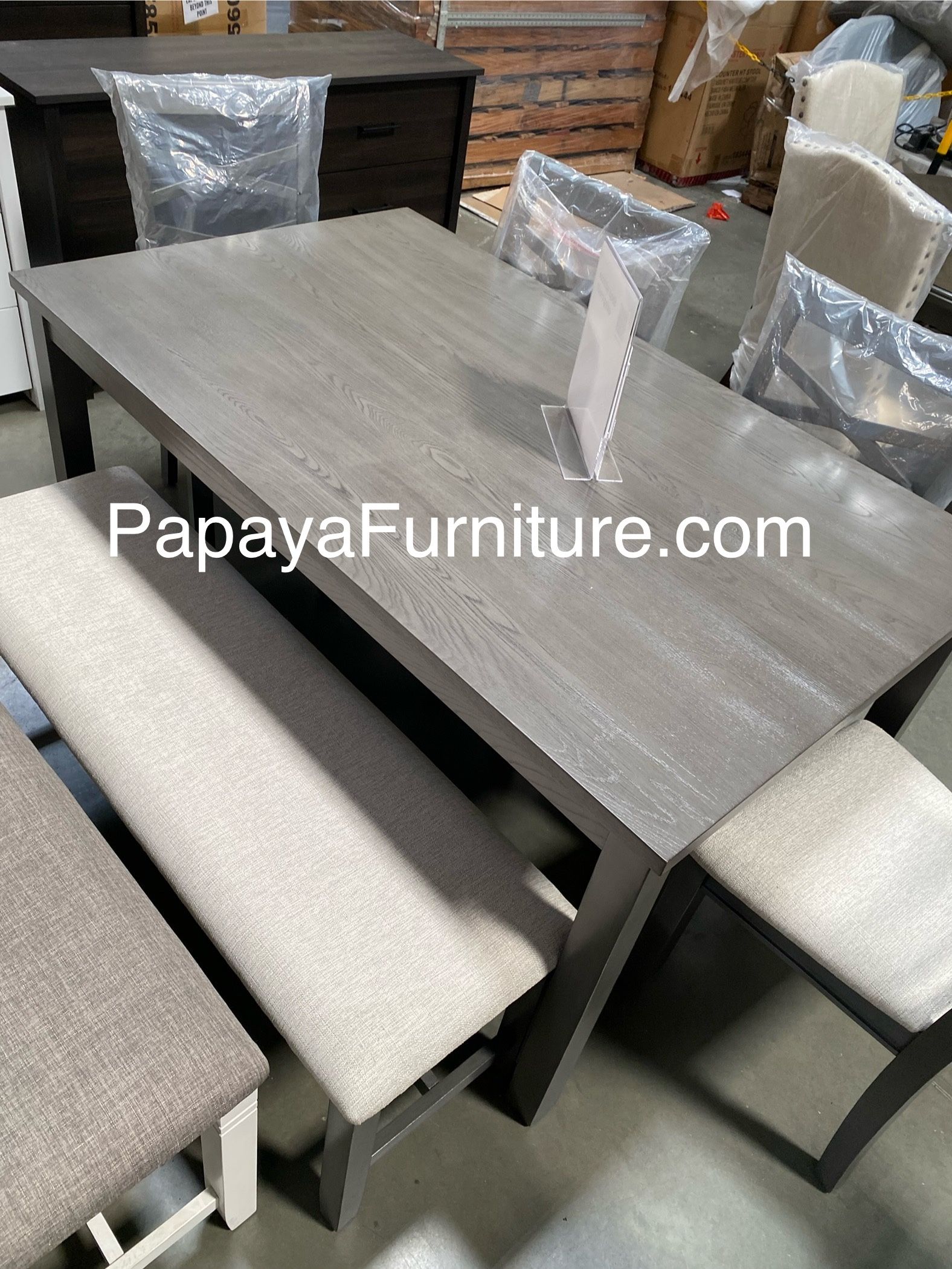 Super Deal! 6-Pcs Dining Set, Wooden Dining Set, 4 Chairs , 1 bench with a Table, Kitchen Furniture, Casual dining room set, Matching Dining Chairs