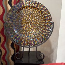 Mosaic Glass Plate With Stand