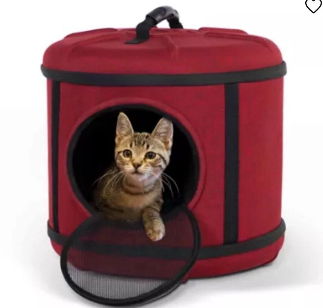 K&H Mod Capsule Red Pet Carrier For Cats Small Dogs Sturdy Mesh Door Safe Travel