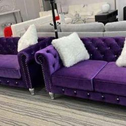 New Velvet Sofá Loveseat (purple,red,blue,grey)