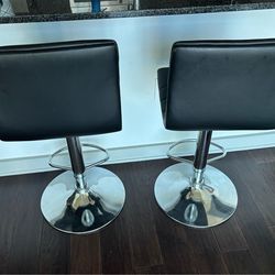 Bar Stools Set of 2, Adjustable PU Leather Swivel Barstools, Modern Counter Height Stools with Back