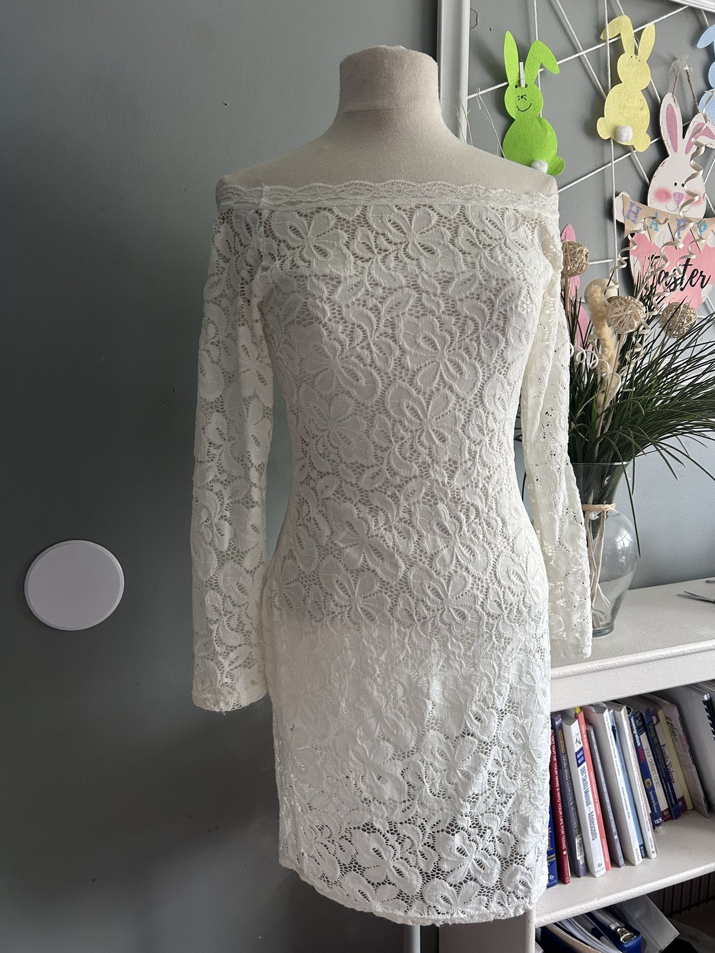 Lace off shoulder dress