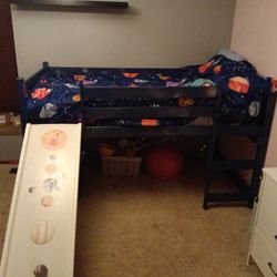 Custom Outer Space Loft Bed With Slide