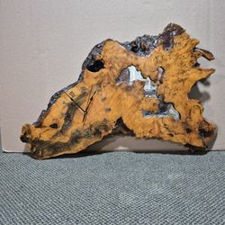 Natural LIve Edge- Spaulted Burl Wood - Battery Operated Wall Clock