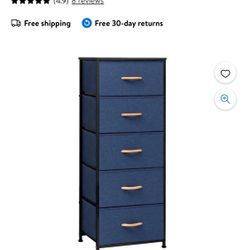 Crestlive Products 5-Drawer Dresser Vertical Storage Tower Chest,Blue