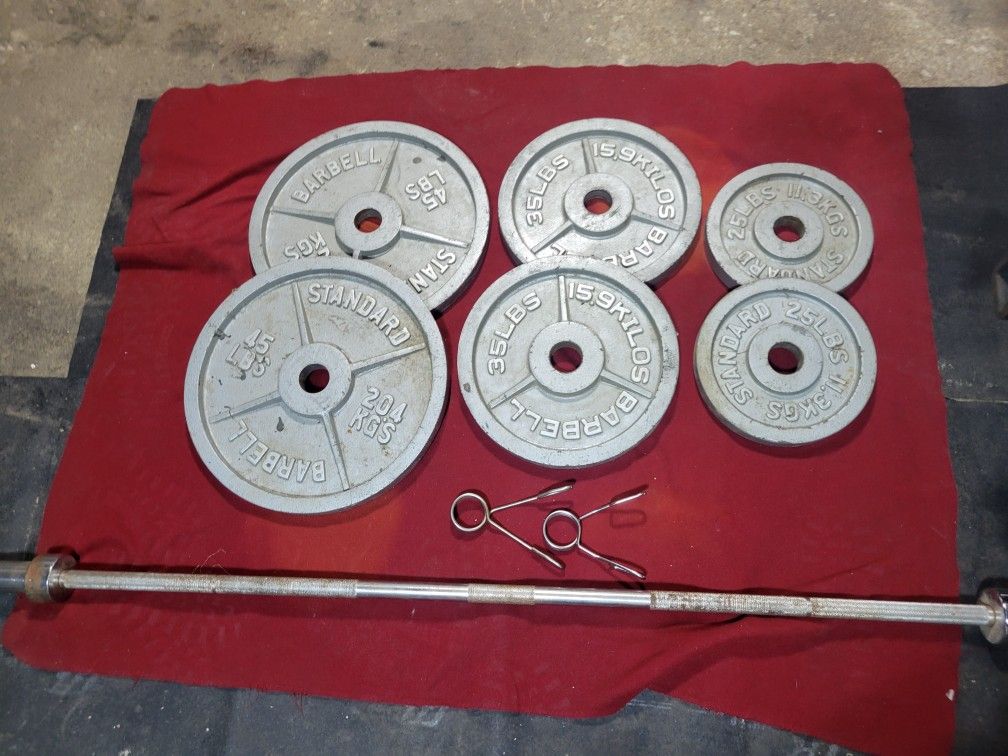 2" HOLE OLYMPIC PLATES 210LBs. 2-45s. 2-35s 2-25s. 7' OLYMPIC BAR 45LBs WITH CLIPS
11525 S HALSTED DUNKIN DONUTS/7111.S WESTERN WALGREENS