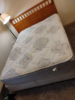 Full Size Mattress Pillow-top and Box Spring. Includes Bed Frame And Headboard