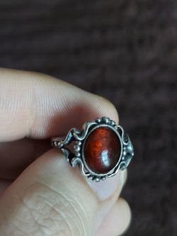 Vintage Sterling Silver And amber ring