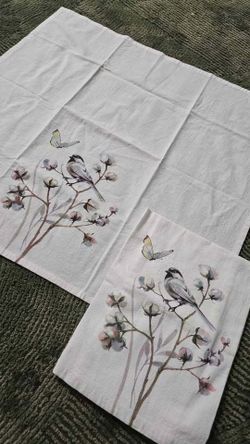 Kay Dee Bird & Butterfly Kitchen Towels – Cotton Branch Design – Set of 2