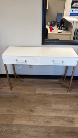 White and Gold Console Table with Drawers