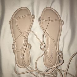 Beige Lace Up Sandals  Size 81/2