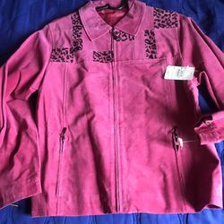 Hot pink suede- leather lady’s jacket
