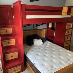 Loft Bed With Stairs, Shelves/ Built In Dresser