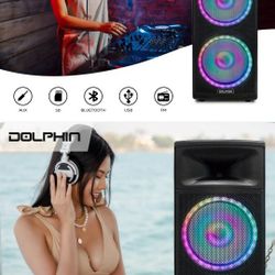 SPEAKER BLUETOOTH 6500 HUNDRED WATTS PEAK, HAS LIGHTS DISPLAY SHOW  TWO 15 Inch SPEAKERS 