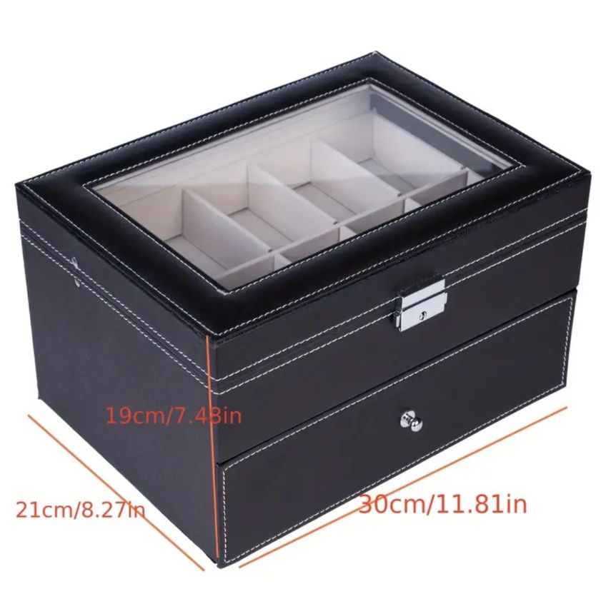 20 Slots Dual Layers Elegant Wooden Watch Collection Box with black watch holder