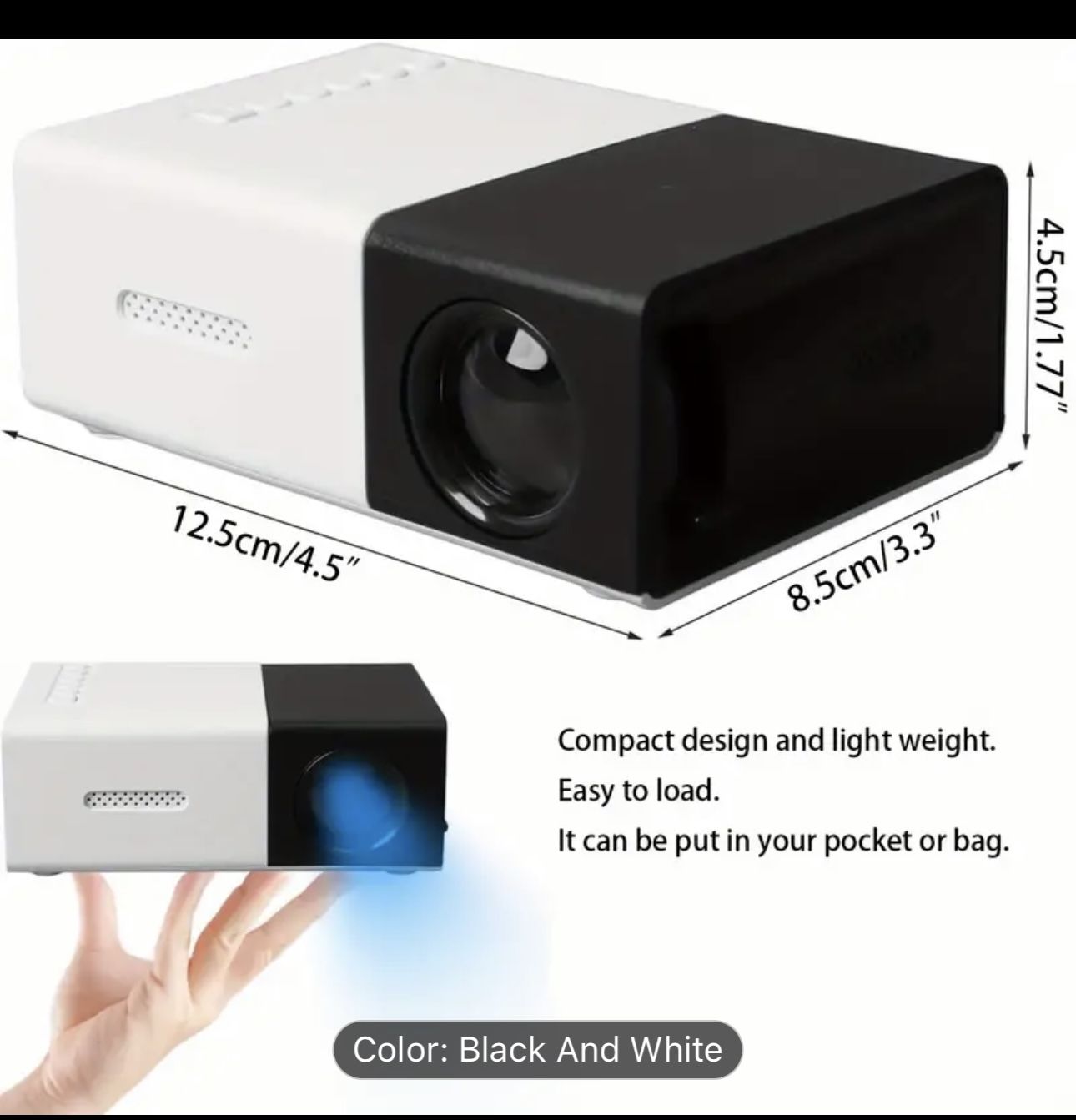 ZRZTM YG300 Projector - High Definition 1080P, 1:1 Real Image Ratio, 25-3500 Lumens, 110-130V US Plug, Power Supply, No Battery, No Laser - Home Theat