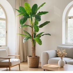 7ft Extra Tall Artificial Banana Tree, Fake Banana Leaf Plant, Perfect for Indoor or Outdoor Patio