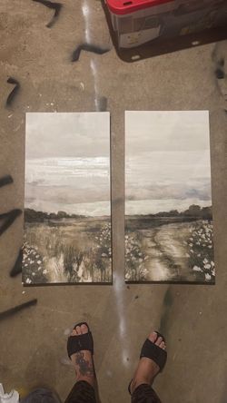 Set of 2 Landscape Canvas Paintings