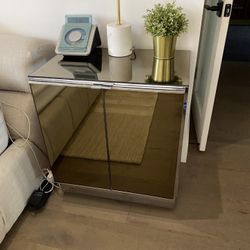 Pair of Vintage Ello Smoked Mirror Nighstand Cabinets