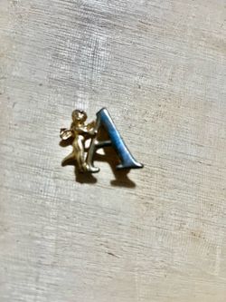 Vintage L Razza Monogram Brooch Pin Initial Letter “A” Angel Cherub