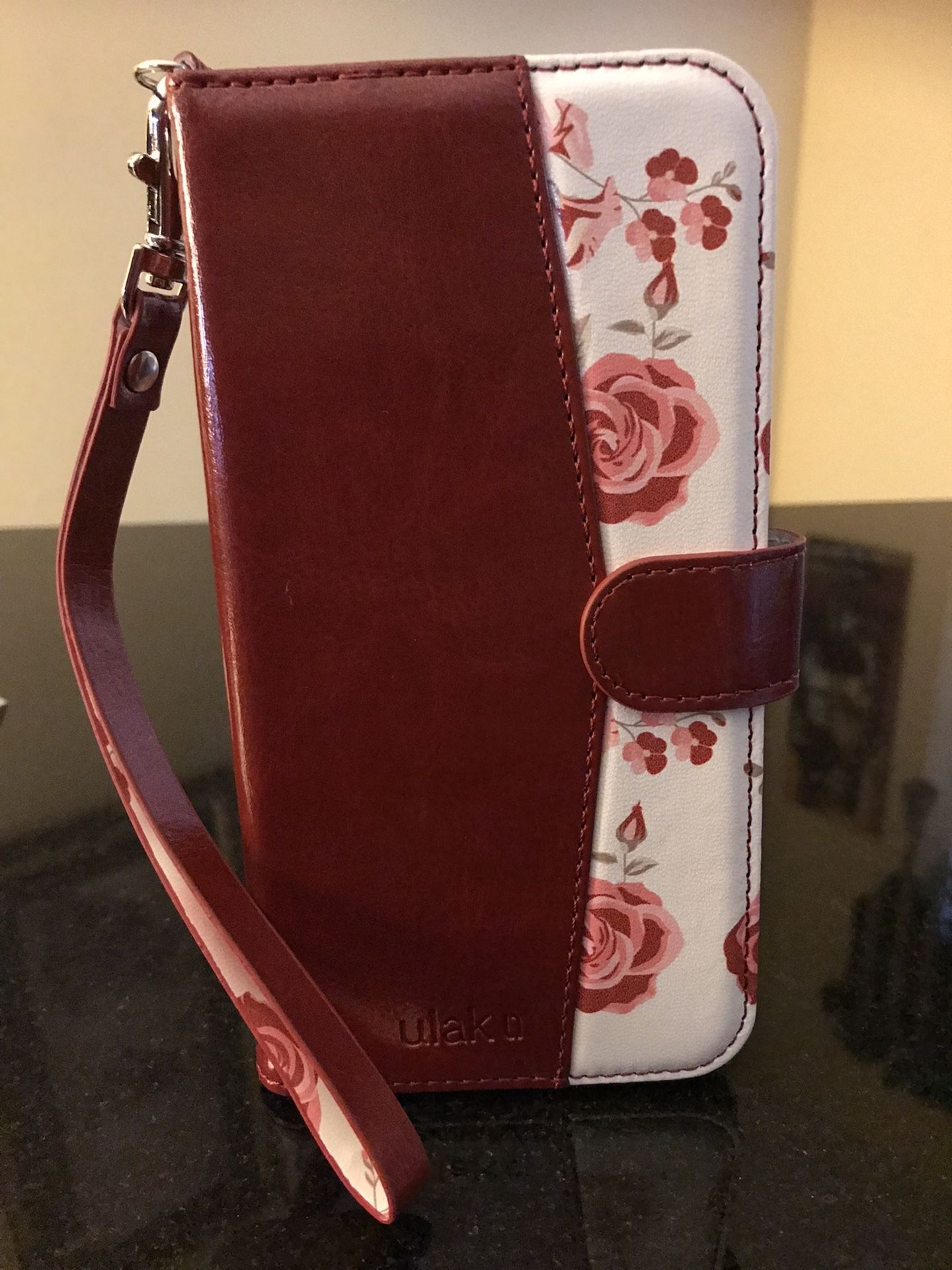 Ulak IPhone Flip Burgundy Wallet Case