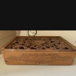 Vintage carved wood wine box