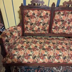 Antique Settee With 2 Matching Chairs