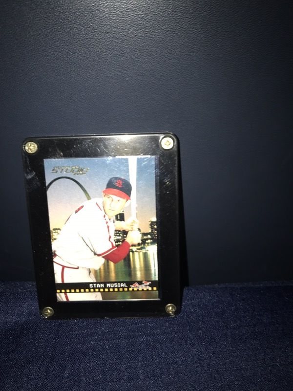 Classic Stan Musial Card in a One Piece Screwdown! Great gift for Cardinals Fan! We have Brass, Black n Silver Stands as Well! $8.99 w/your choice of