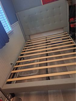 Upholstered Bed Frame with Tufted Headboard