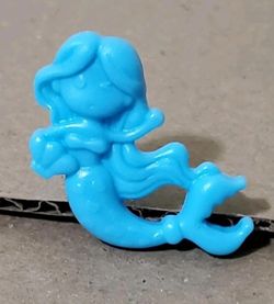 Vintage Teal Blue Mermaid Ariel Figurine - 1" Micro Miniature Toy - Cake Topper
